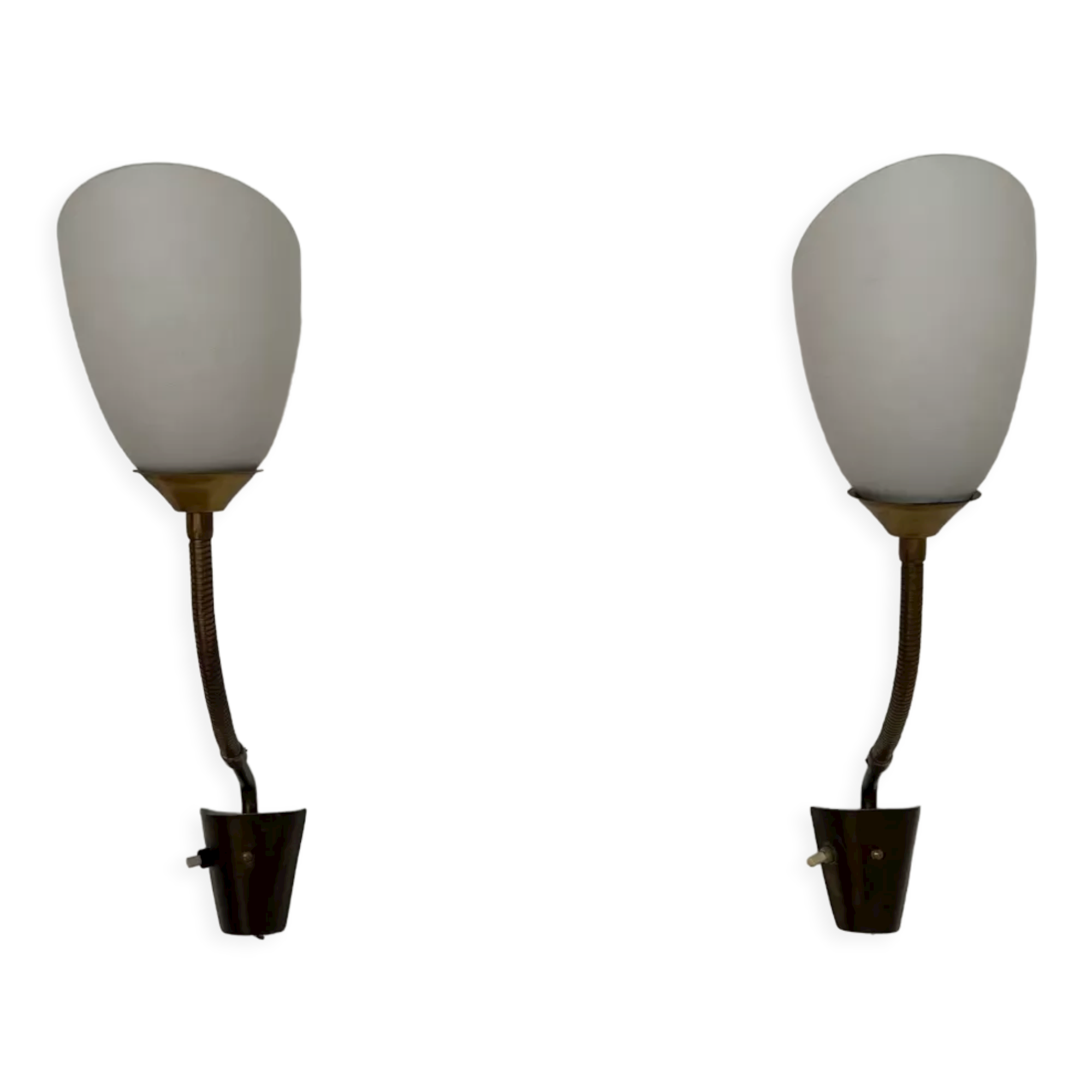 Pair of Brass and Opaline Glass Mid-Century Swedish Wall Lights
