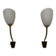Pair of Brass and Opaline Glass Mid-Century Swedish Wall Lights
