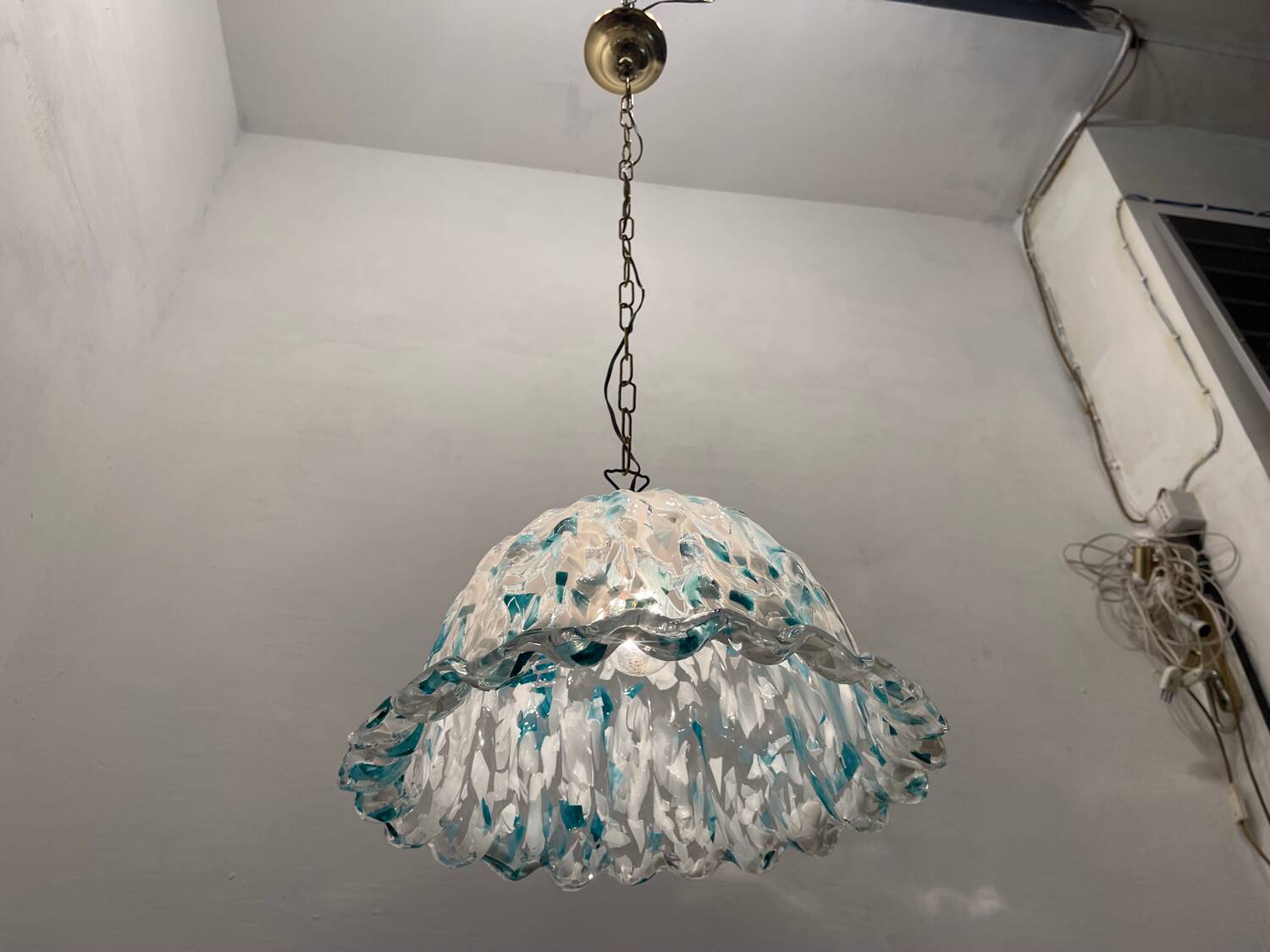 Blue Murano Art Glass Light Pendant 1970’s