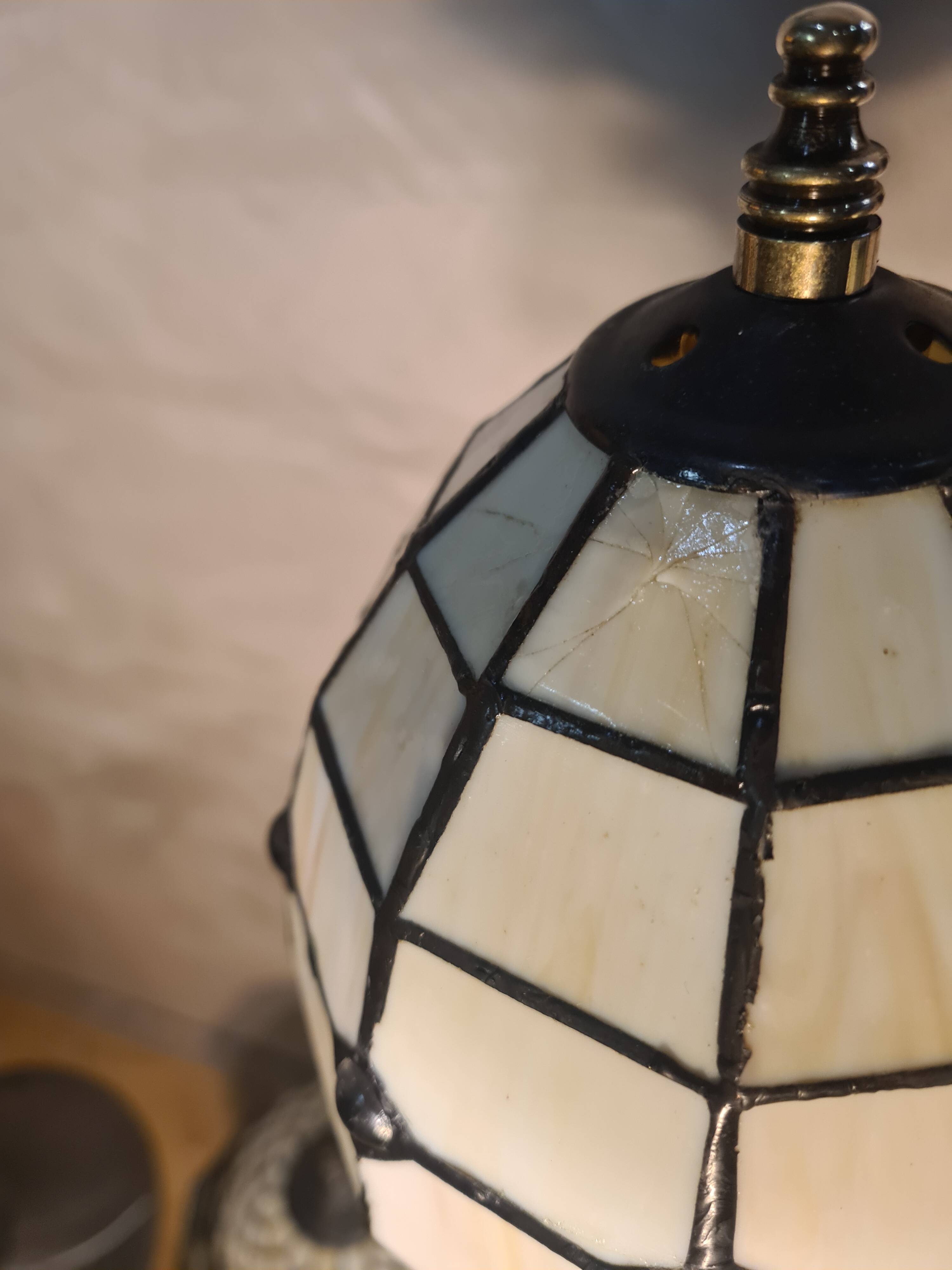 pair of bedside lamps in gilded bronze with glass shade