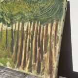Old painting of a forest landscape in Les Landes