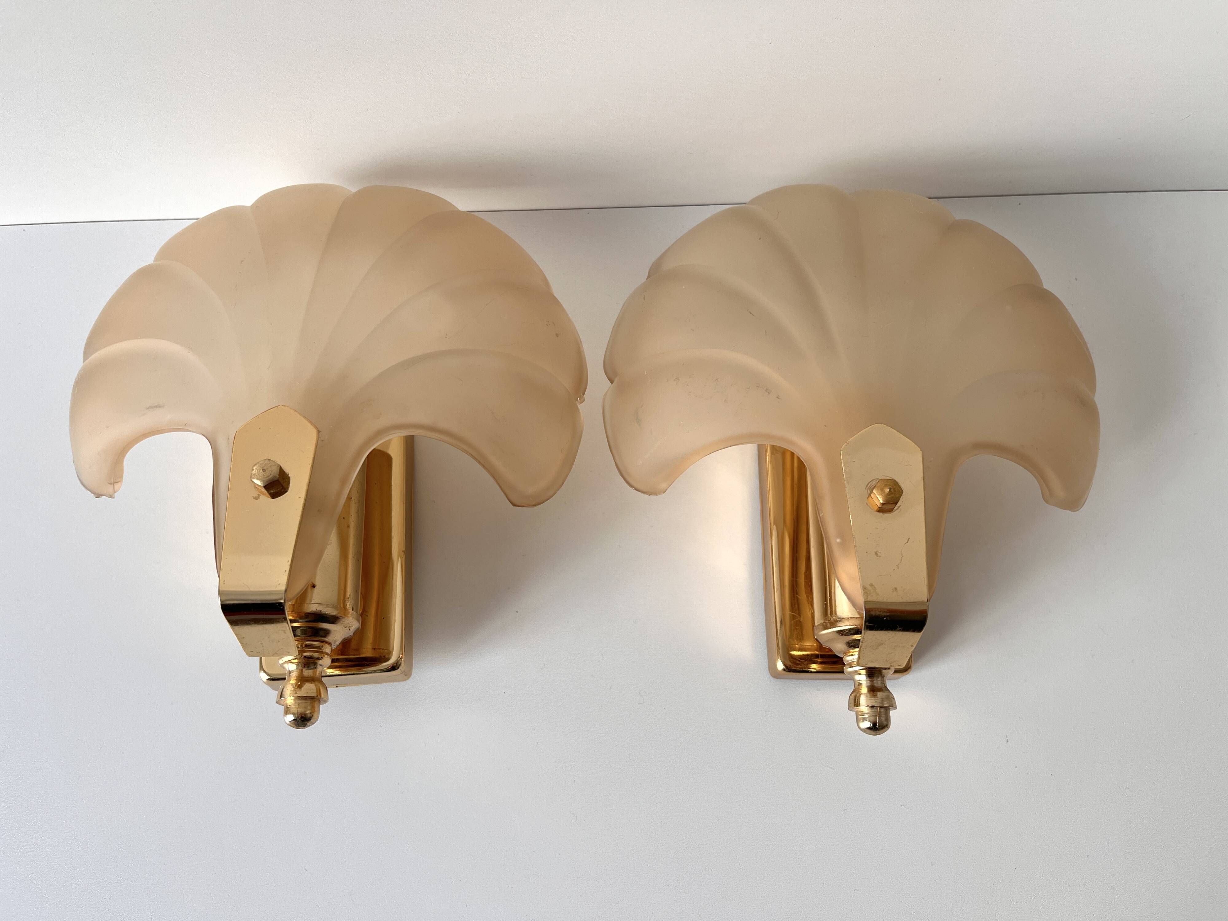 Appliques murales coquillages en verre vintage, lampes style art nouveau