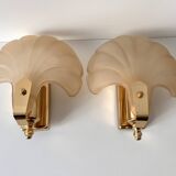 Appliques murales coquillages en verre vintage, lampes style art nouveau