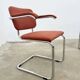 Pair of Marcel Breuer B64 Knoll armchairs in coral fabric