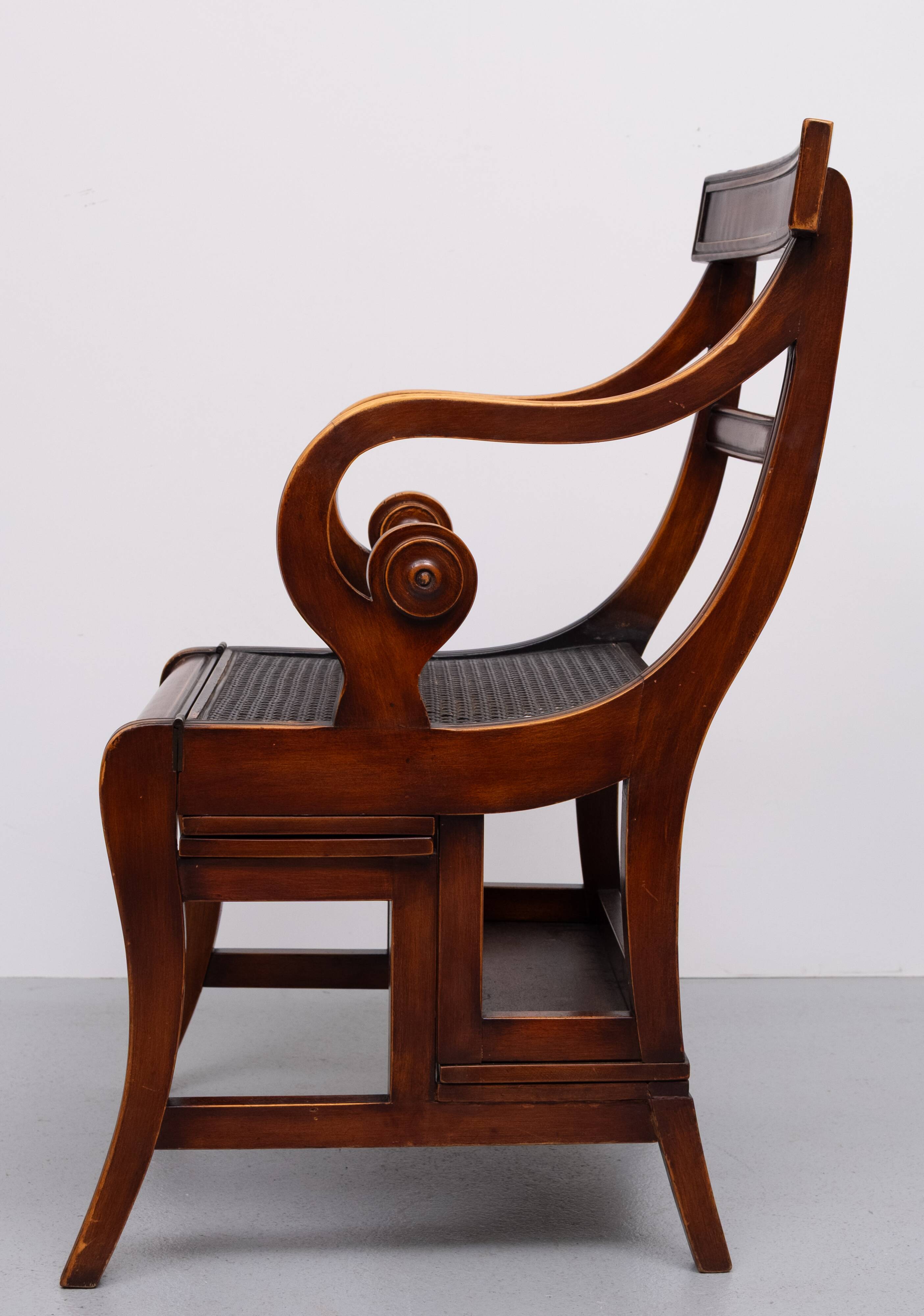 A Regency style Mahogany library chair /steps. England