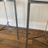 Work from the 70s, pair of chrome metal and glass sofa ends