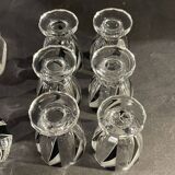 Art deco liqueur set, carafe & 6 glasses, cut double crystal, cubist decor, karl palda