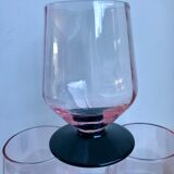 Set of 4 glasses with pink feet and black feet Art Deco 30s