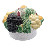 Fruit basket with lid. Enameled barbotine. Large model. Bordallo Pinheiro