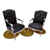 Black armchairs Louis XV style