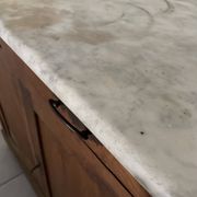 Buffet ancien commode en bois chêne et plateau marbre