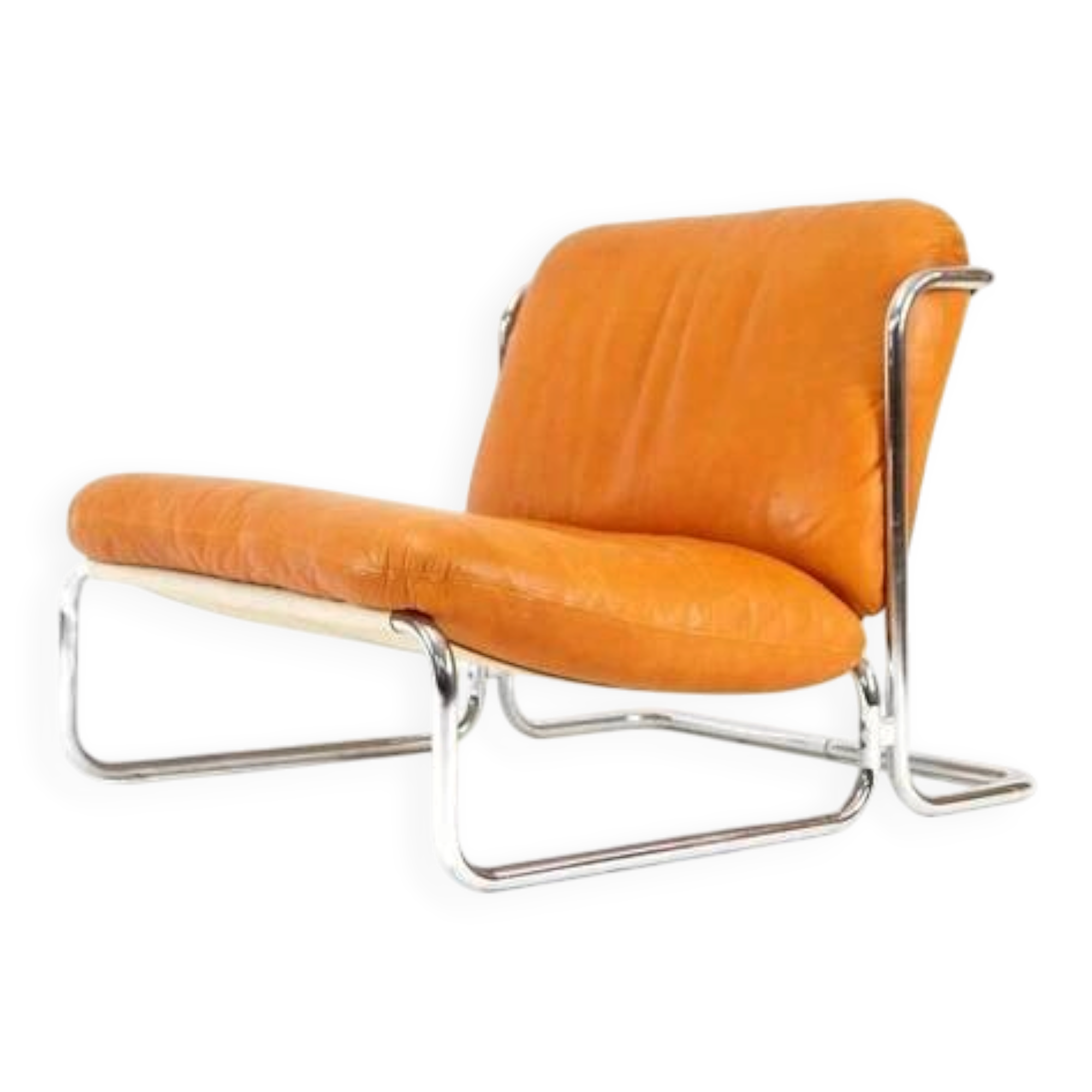 Retro Vintage Danish Leather Lounge Easy Sling Chair Armchair 70s Mid Century