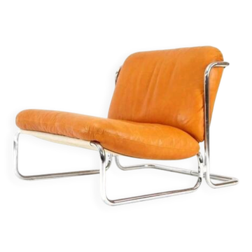 Retro Vintage Danish Leather Lounge Easy Sling Chair Armchair 70s Mid Century
