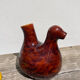Zoomorphic pitcher bird / hen 1970 glazed ceramic brown and yellow