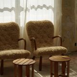 Pair of pine stools by a Swedish cabinetmaker, mid-century, 1960s.