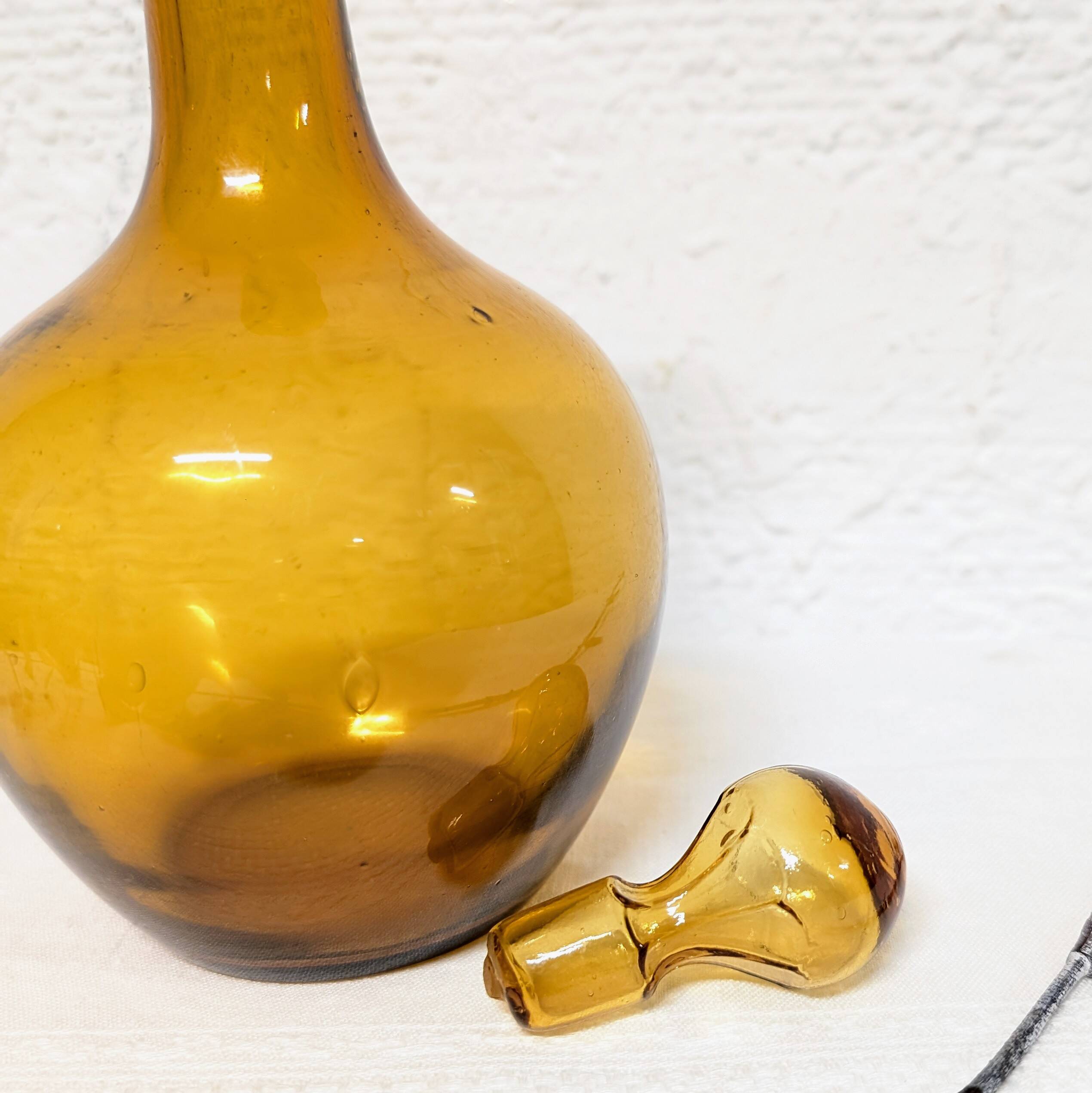 Amber blown glass carafe