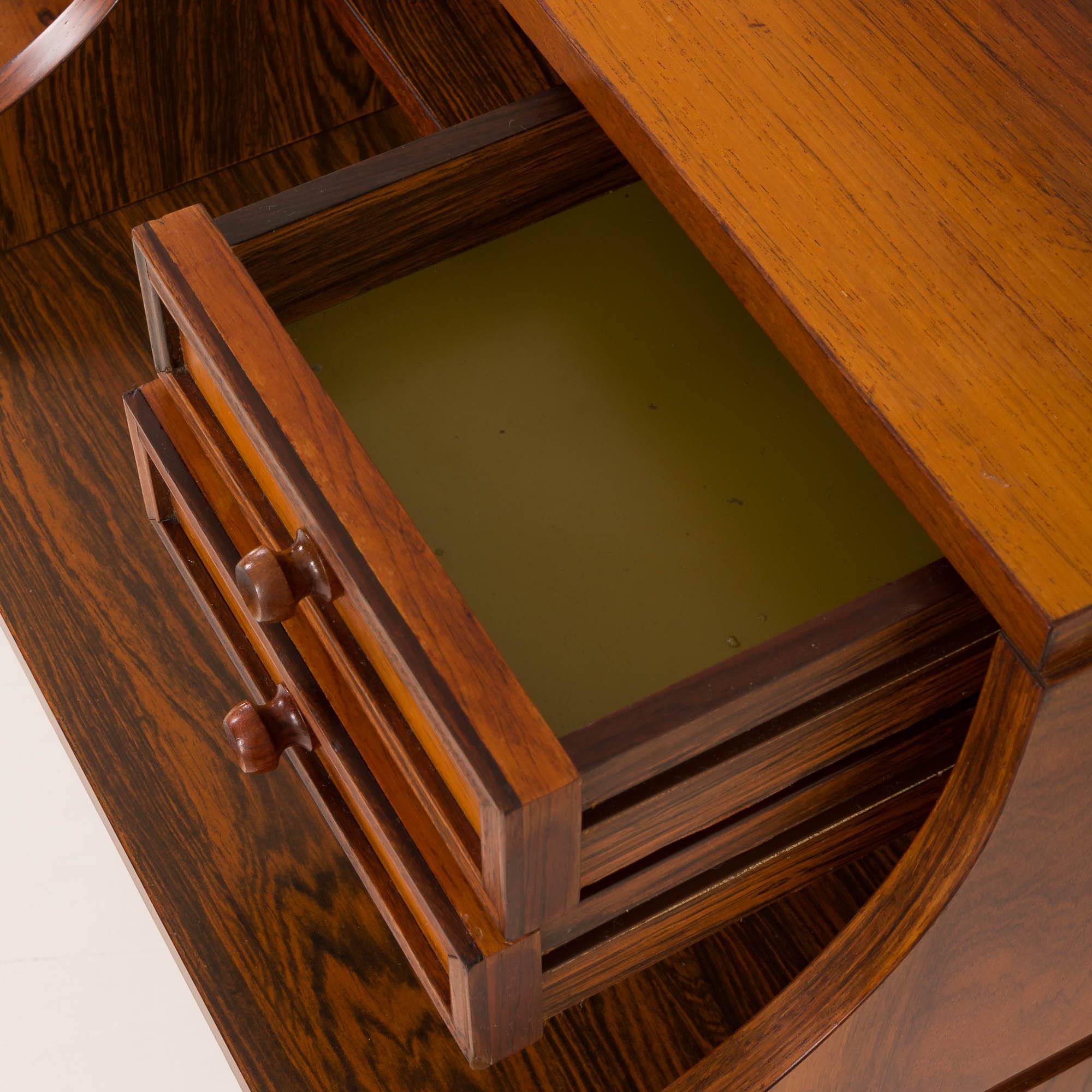 Bureau ou console en palissandre italien du milieu du siècle