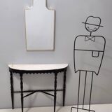 Miroir mural en forme de bouclier avec cadre en laiton, Italie