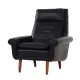 Black leather armchair, Danish design, 1970s, production: Denmark