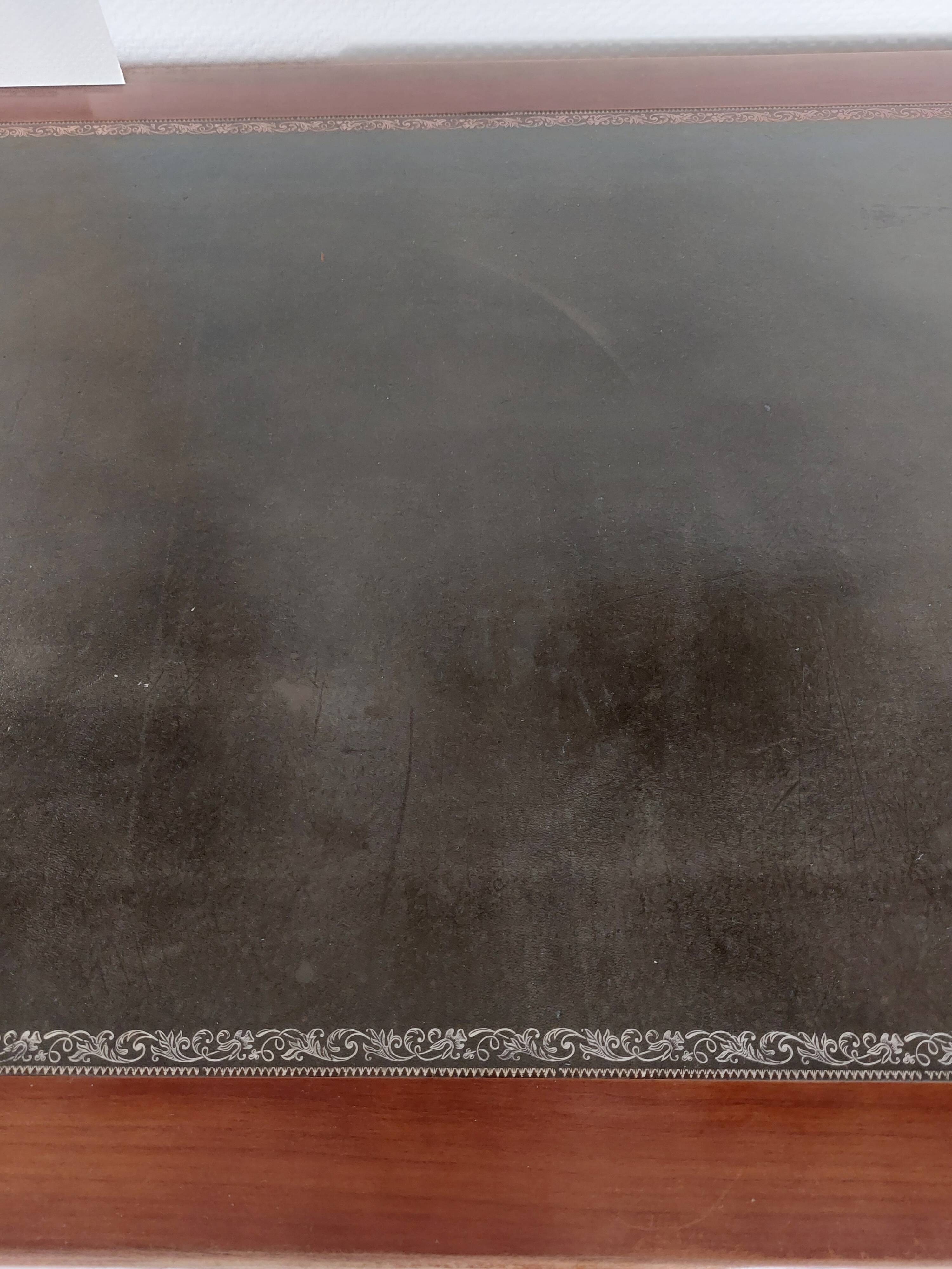 Wooden desk, leather top, extensions