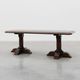 French Refectory Style Oak Dining Table with Turned Double Pedestal Base, 2