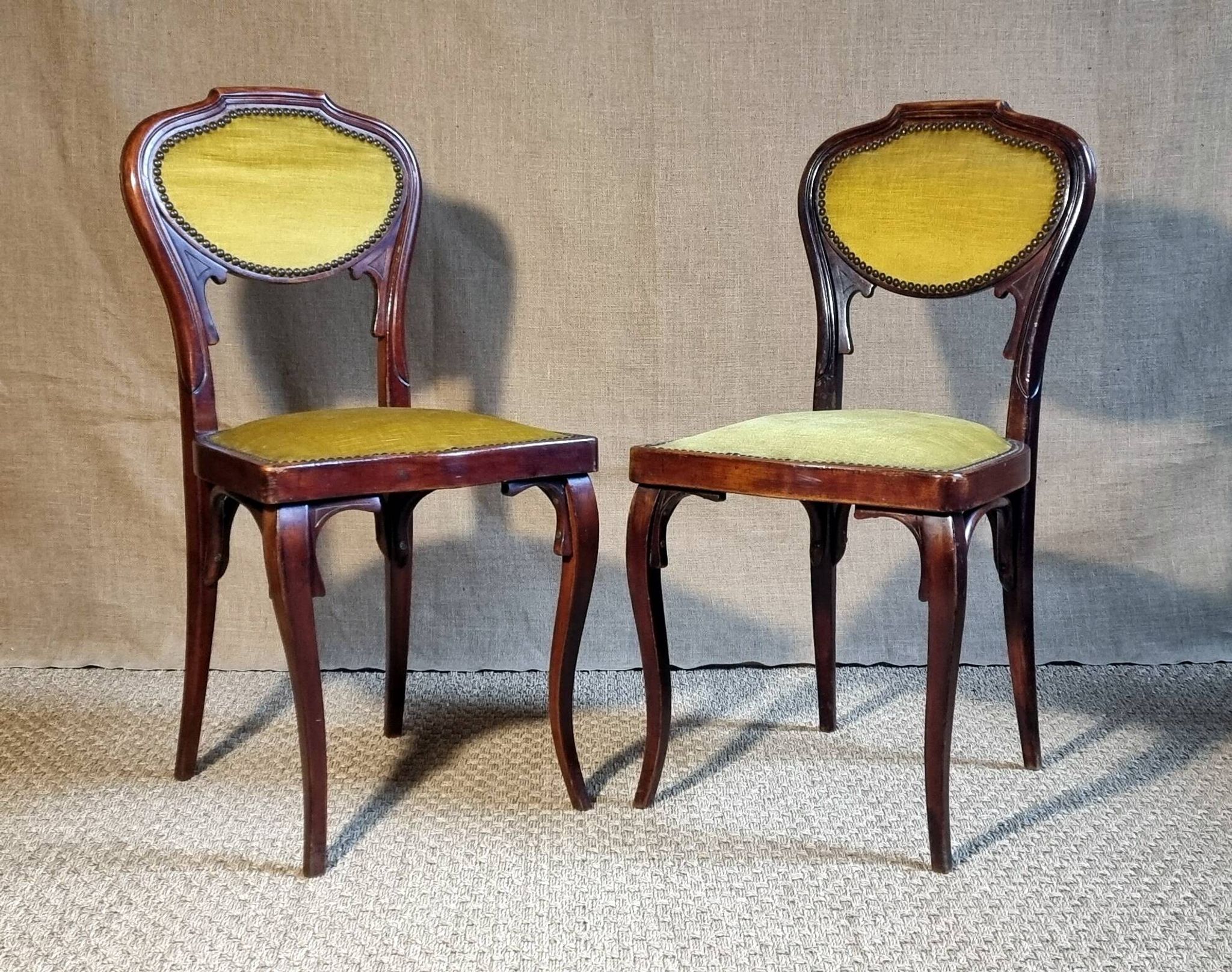Pair of J&J KOHN Art Nouveau chairs from the Thonet era.