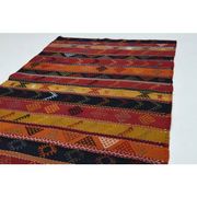 1970s Vintage Turkish Oushak Handmade Wool Cotton Red Runner Rug 124x382