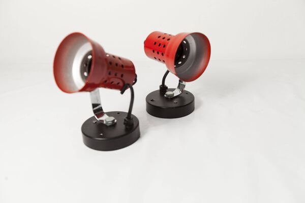 Paire d'applique 1970 rouge et noir