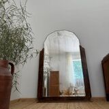 Large art deco beveled mirror in walnut