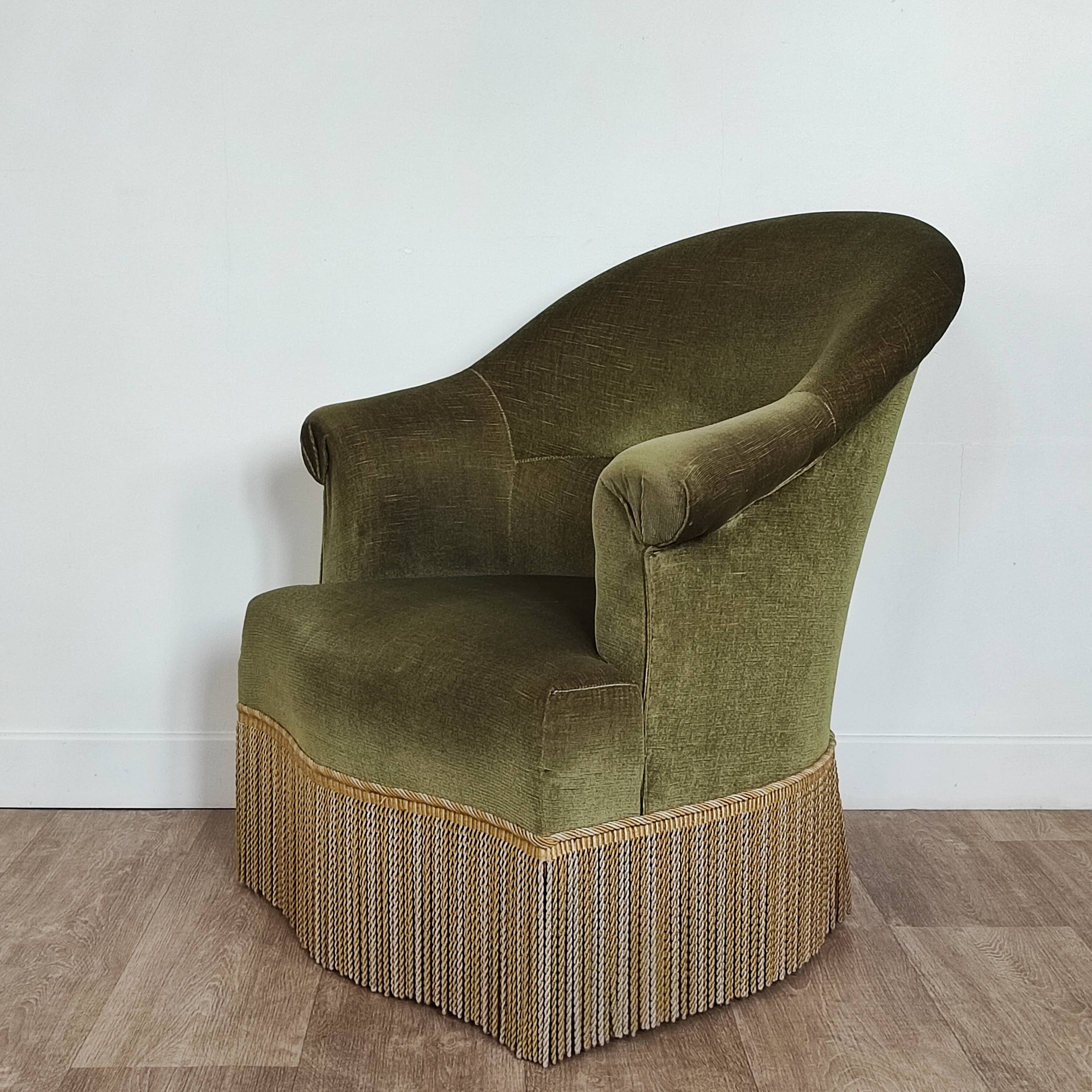 Pair of velvet toad armchairs