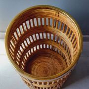 Brass and rattan umbrella stand 1970