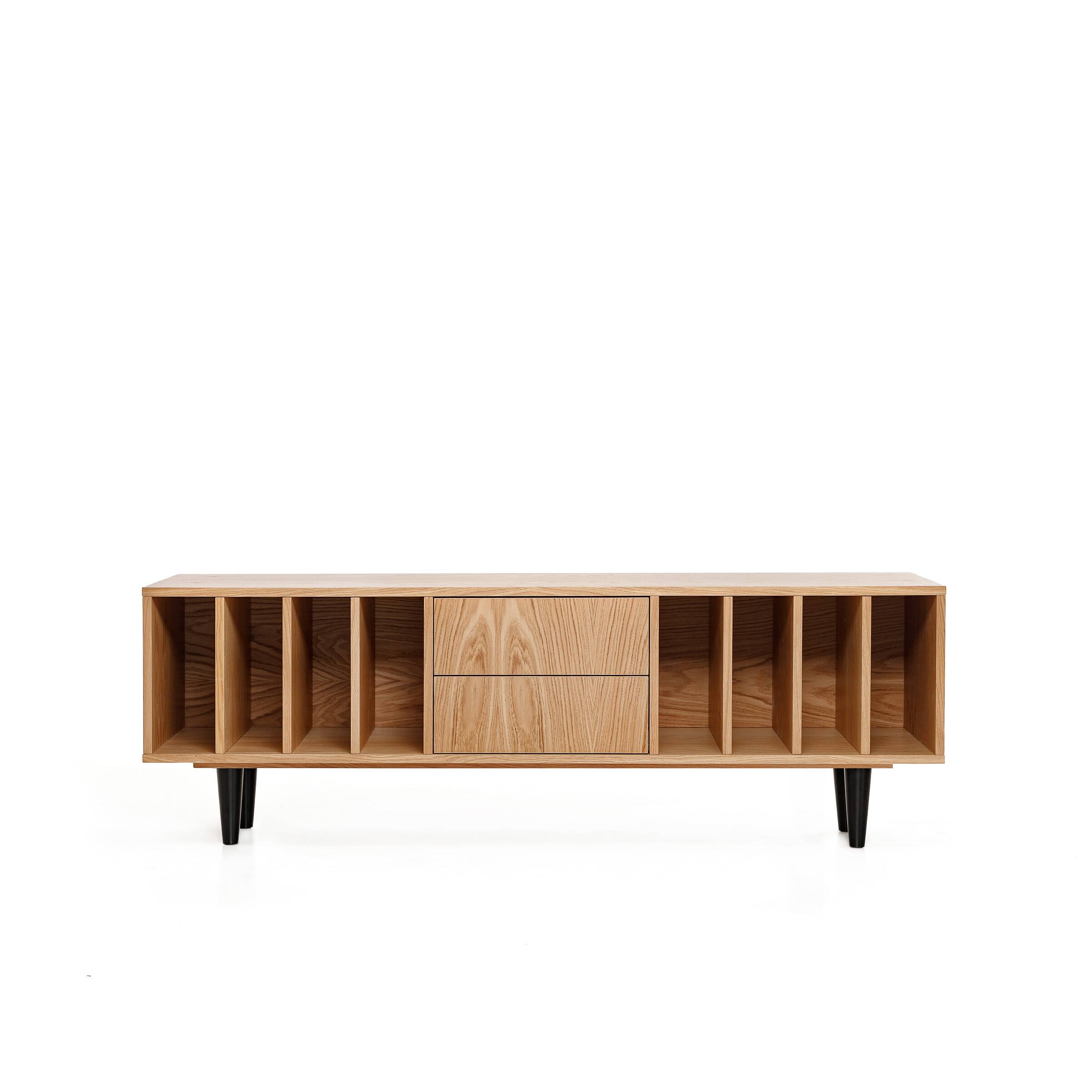 Vinyl Record Storage Cabinet Oak "Nolana"