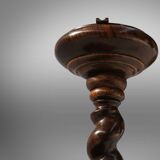 Art Deco Oak Ashtray on Hand-Turned Base, France, 1930s