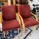 Burgundy Scandinavian armchairs