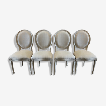 Lot de 4 chaises médaillon beiges