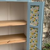 Armoire parisienne ancienne bleue grisée H154