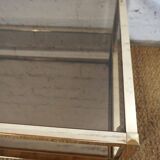Gold chrome coffee table with double smoked glass tops 1970s