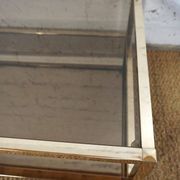 Gold chrome coffee table with double smoked glass tops 1970s