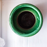 Vase en terre cuite émaillé jaune et vert
