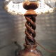 Solid wood lamp turn and cotton crochet day offal 1960/70
