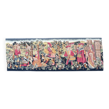 Important handwoven tapestry Medieval life 20th century