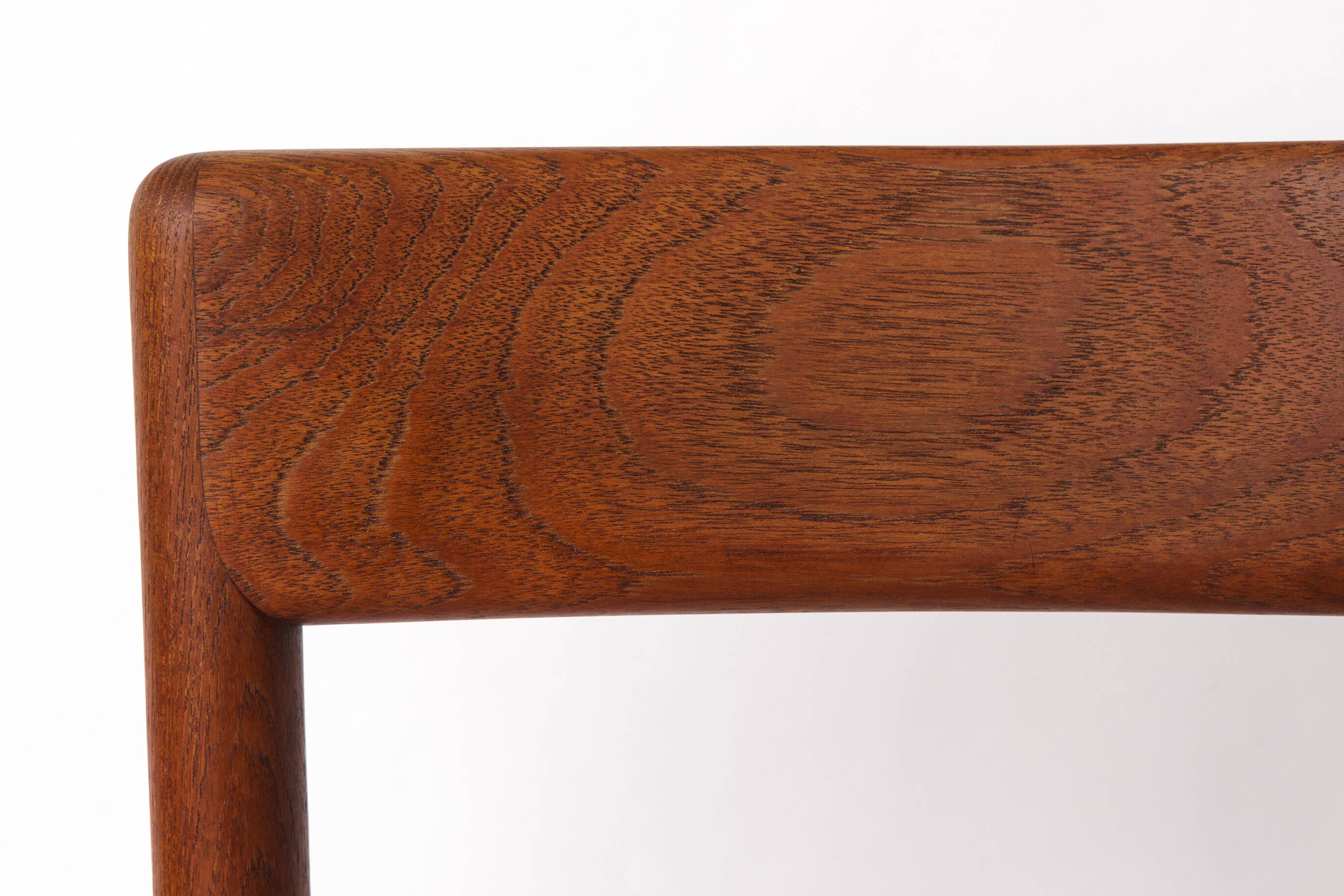 1 of 4 Mid-Century Oak Dining Chair – 1960s Vintage, Light Grey Upholstery