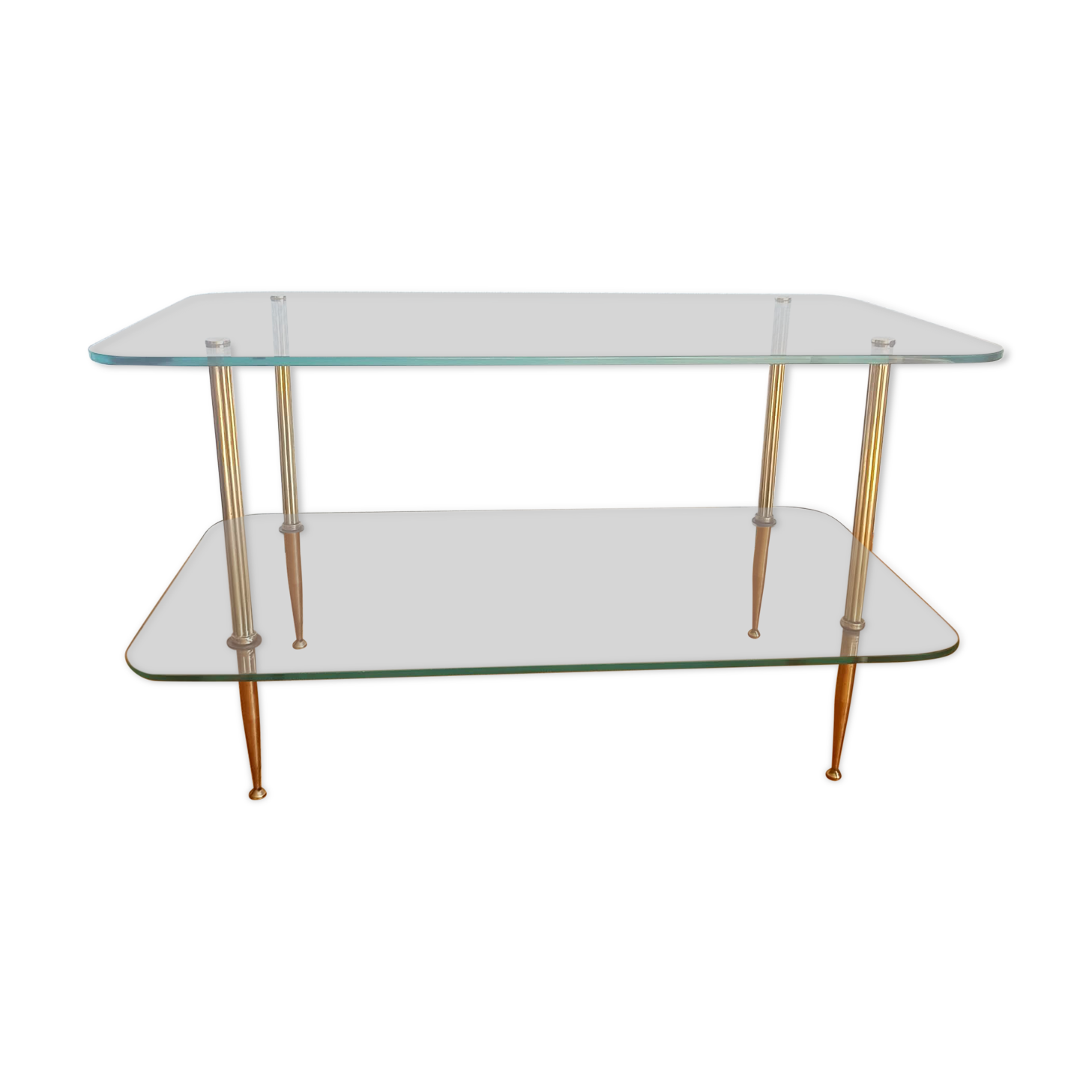 Brass and glass coffee table in Jansen style circa 1960.