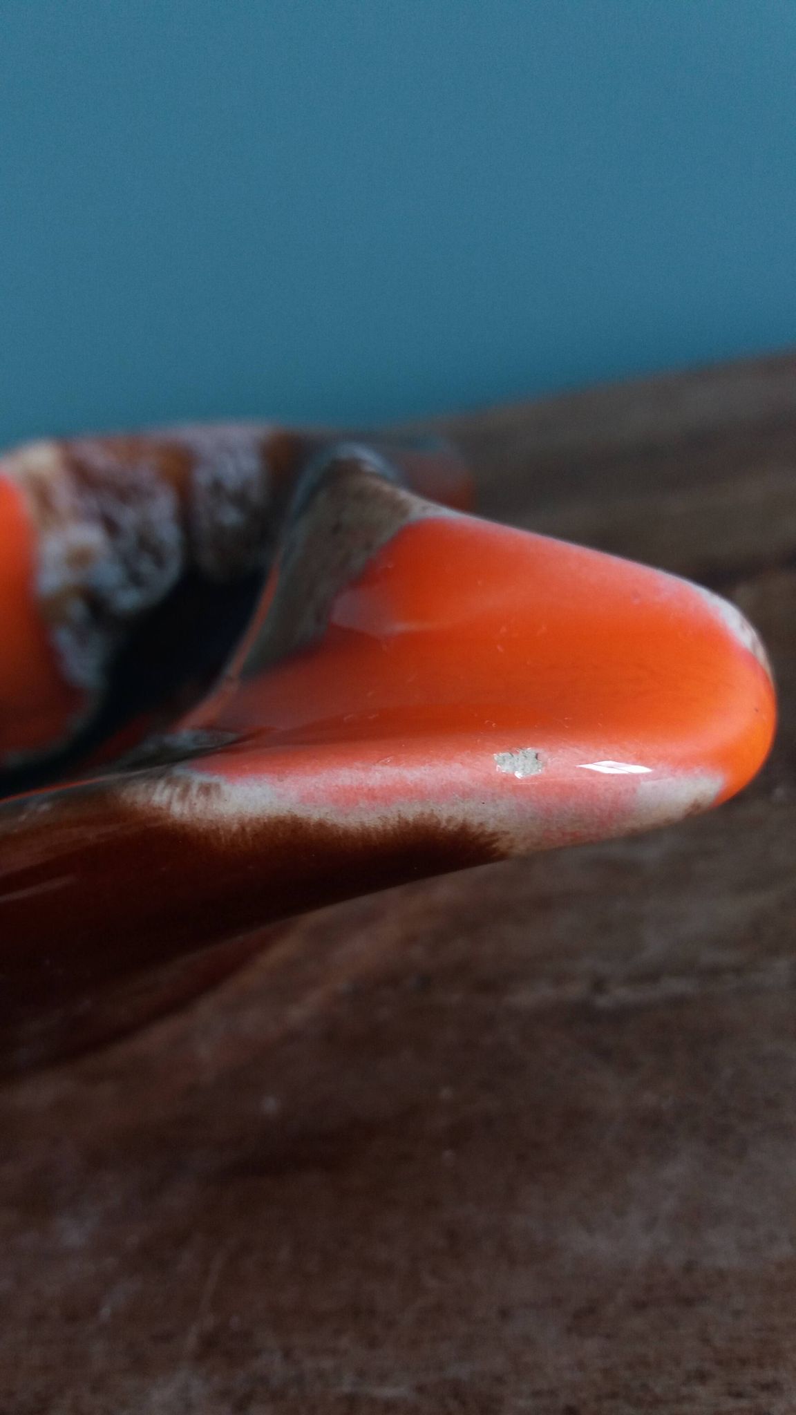 Flamed ceramic ashtray in Vallauris style from the 1970s.