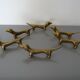 Series of 6 vintage gilded brass dachshund knife holders