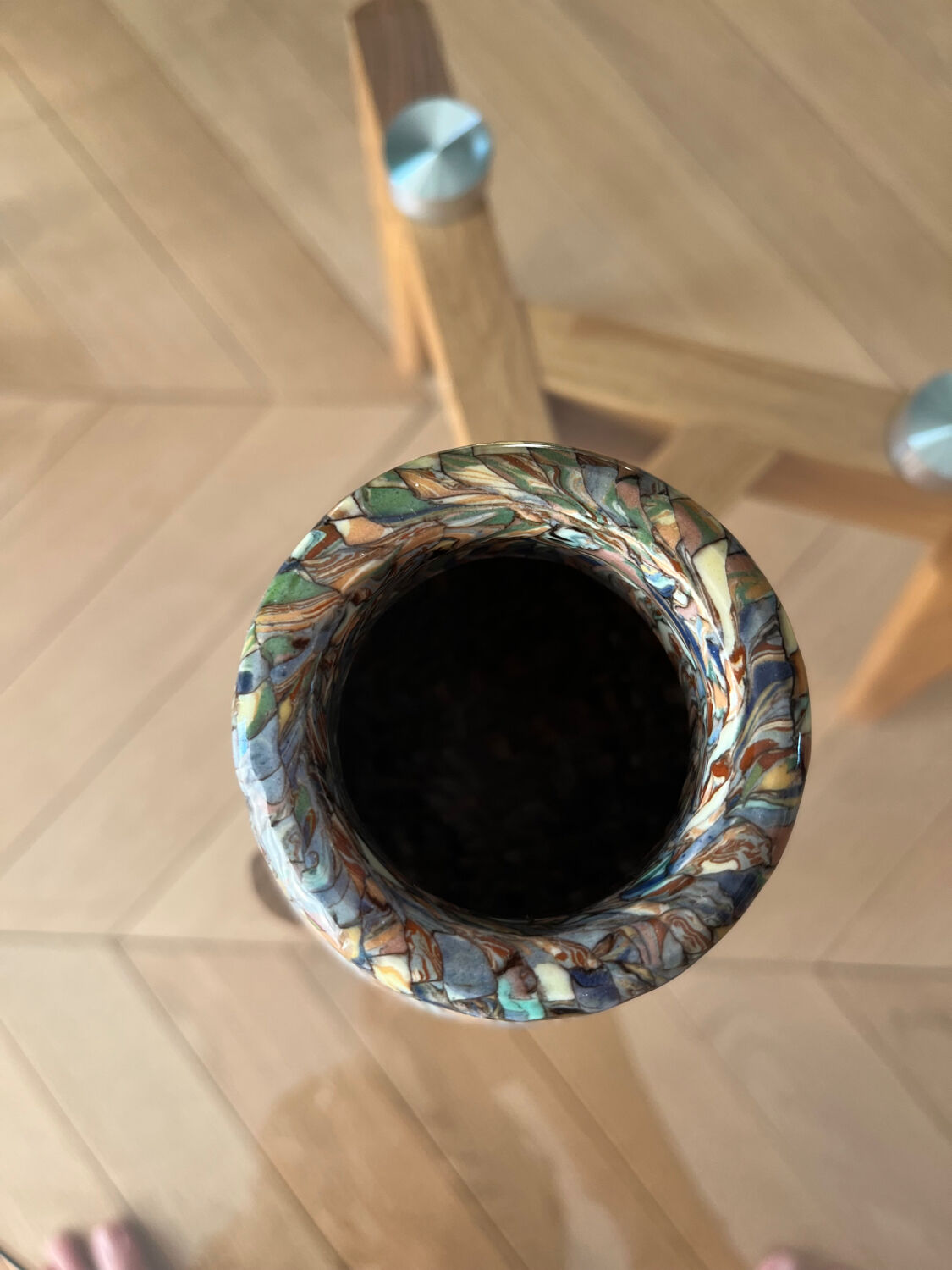 Small Vallauris vase in mosaic clay signed Gerbino