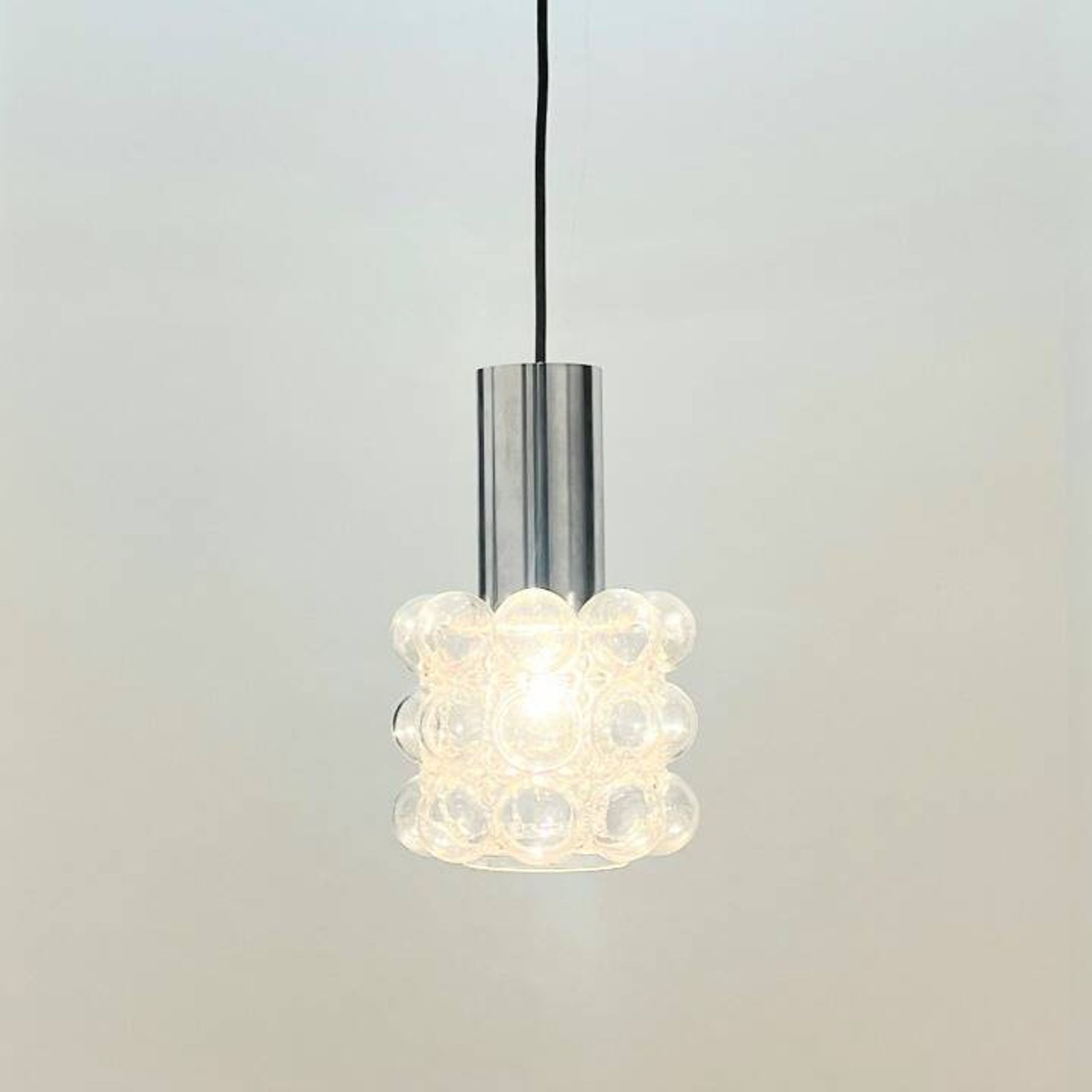 Mid Century Bubble Glass & Chrome Ceiling Light/Pendant by Helena Tynell for Limburg, Germany, 1960s