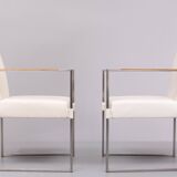 Bert Plantegie White Leather reclining Armchairs .