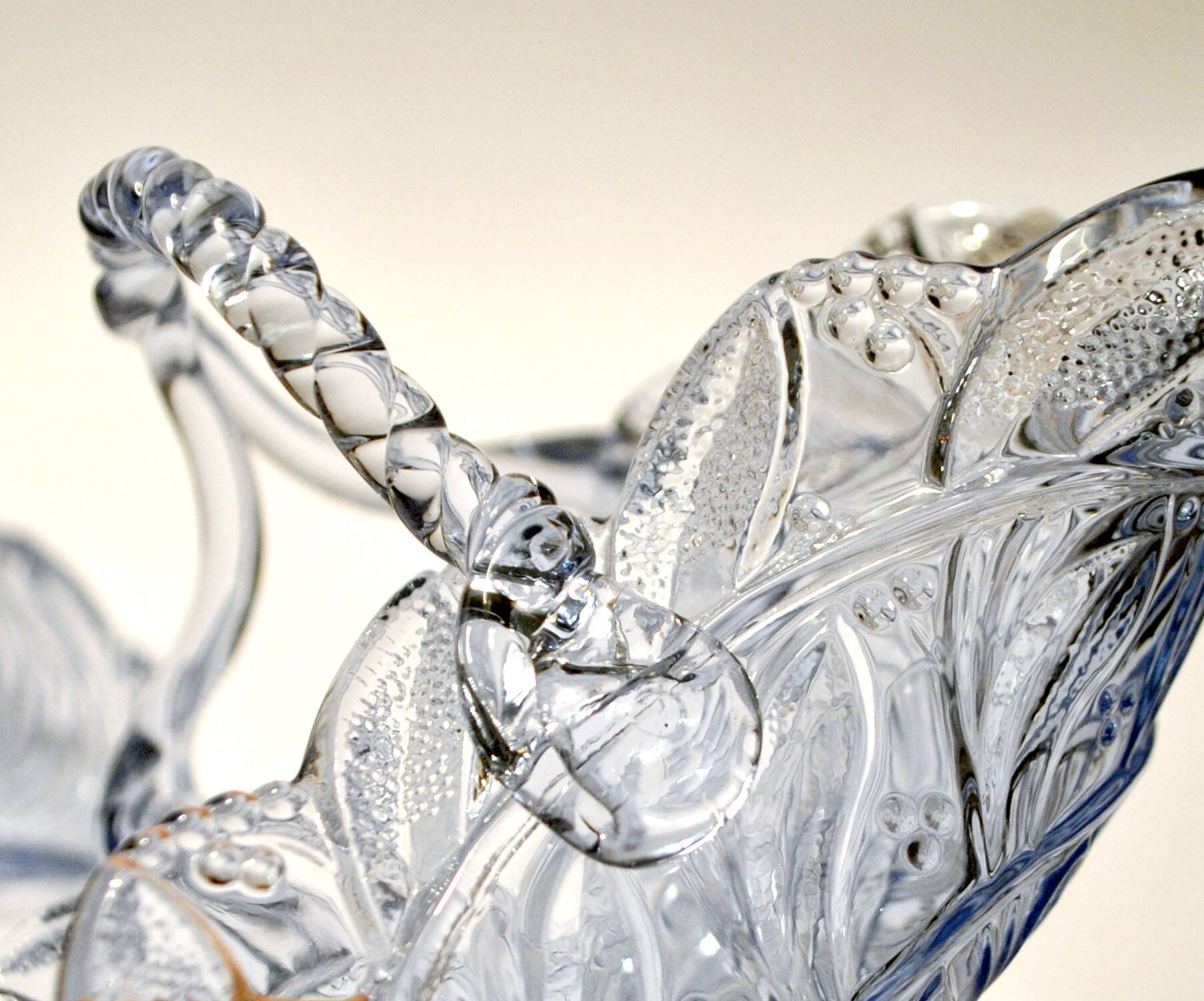 Set of 2 blue glass bowl basket emptiers from Fenne? Meisenthal?