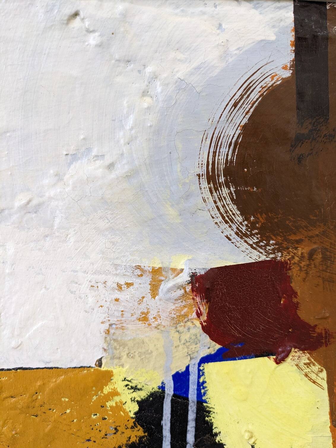 Mid-Century Modern Swedish "Autumn Rhapsody" Vintage Abstract Oil Painting, Hans Osswald